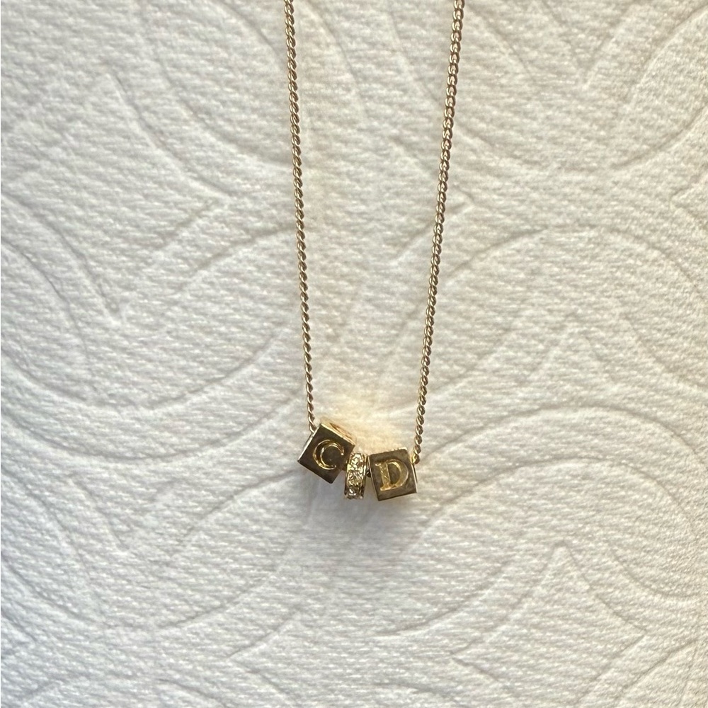 Christian Dior Gold CD Blocks with CZ Charms Necklace. - Picture 6 of 7